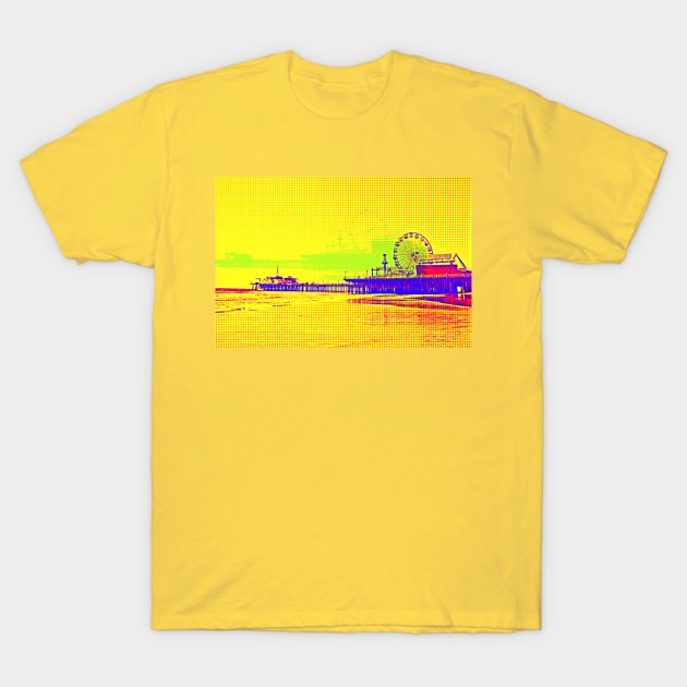 Yellow Pop Art Santa Monica Pier T-Shirt by Christine aka stine1